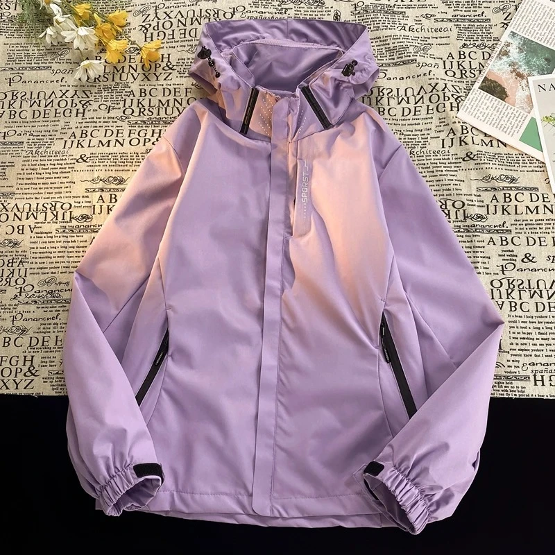 

Autumn Purple Outdoor Climbing Hiking Waterproof Jacket Women Hooded Coat Trekking Mountain Windbreaker Jackets Women's Raincoat