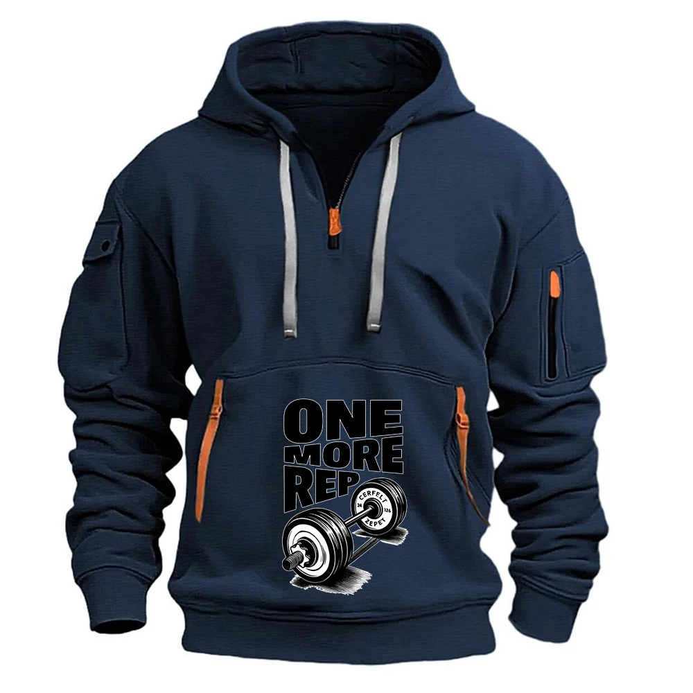 2026 Nova Camiseta Esportiva Masculina de Manga Longa com Múltiplos Bolsos, Quente, com Meio Zíper, para Treino de Academia e Levantamento de Peso, co