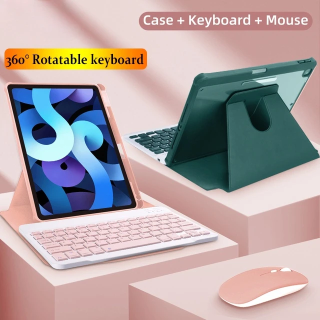 360 Rotation Wireless Bluetooth Keyboard Mouse Case for Samsung Galaxy Tab S9 11 S9 Plus 12.4 inch with Pencil Holder Casing