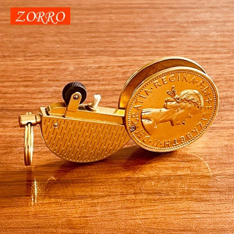 Zorro Retro Coin Keychain Gasoline Kerosene Lighter Series Smoking Igniter Interesting Gadgets Exquisite Gift Portable Cute