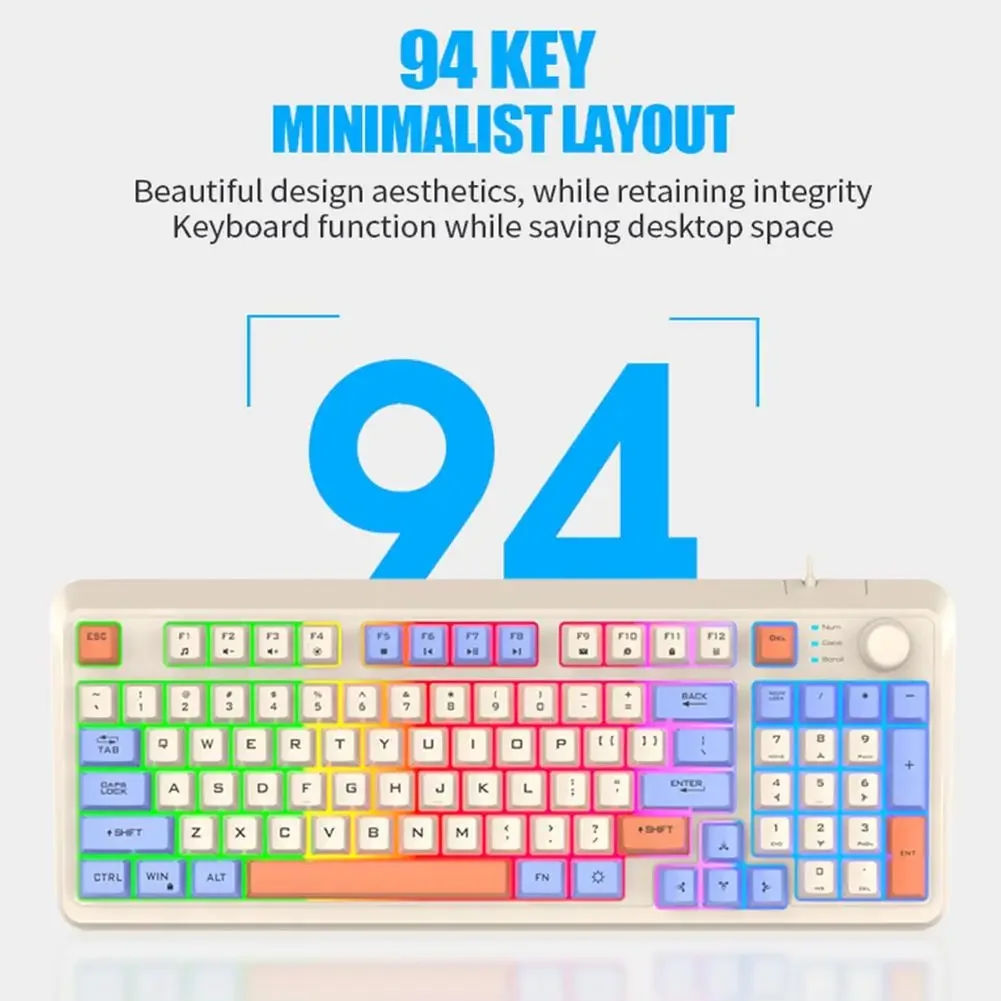 

New K82 Mechanical Keyboard 94 Keys RGB Light Gaming Keyboards for Computer Laptop Wired Compact PC Keyboard with Number Pad