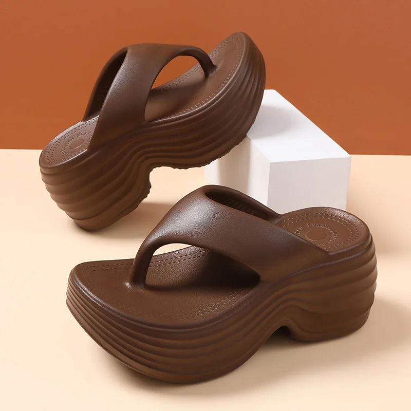 Women's Beach Flip Flops Summer Platform Shoes Soft EVA Female Indoor Street Slippers Korean Style Girls Daily Walking Sandals