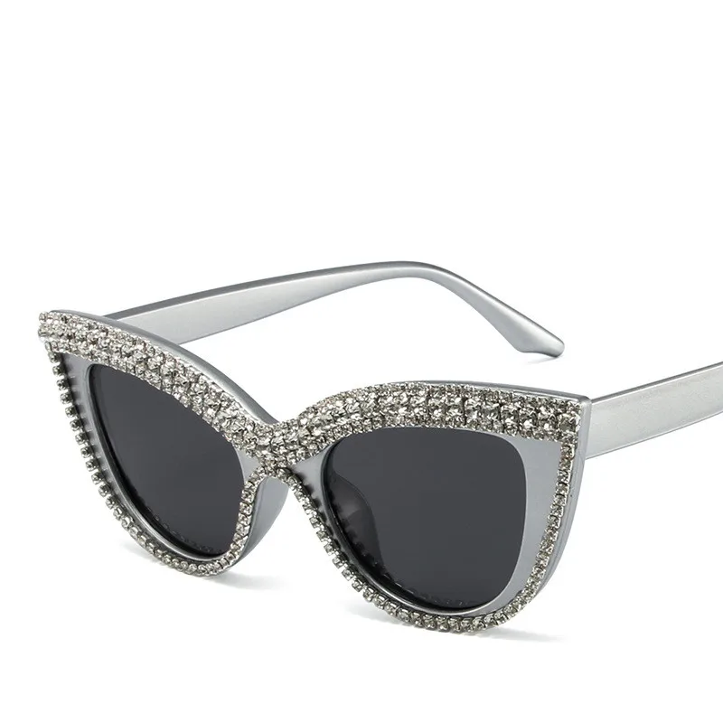 Luxury Brand Designer Diamond Cat Eye Sunglasses Women Rhinestone Vintage Mirror Gift Rays UV400 Sun Glasses Fashion Shades image 6