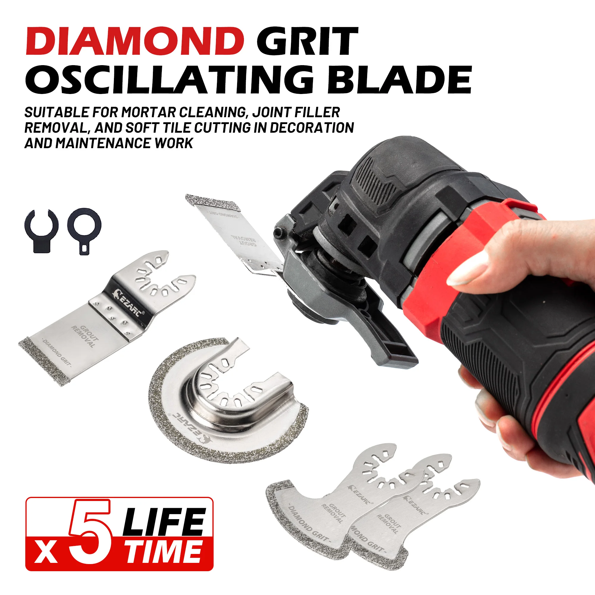 EZARC 4PCS Diamant Oszillierende Werkzeug Blade Set, Multi Werkzeug Mörtel Sägeblätter Präzise für Mörtel Entfernung, weiche Fliesen Cut