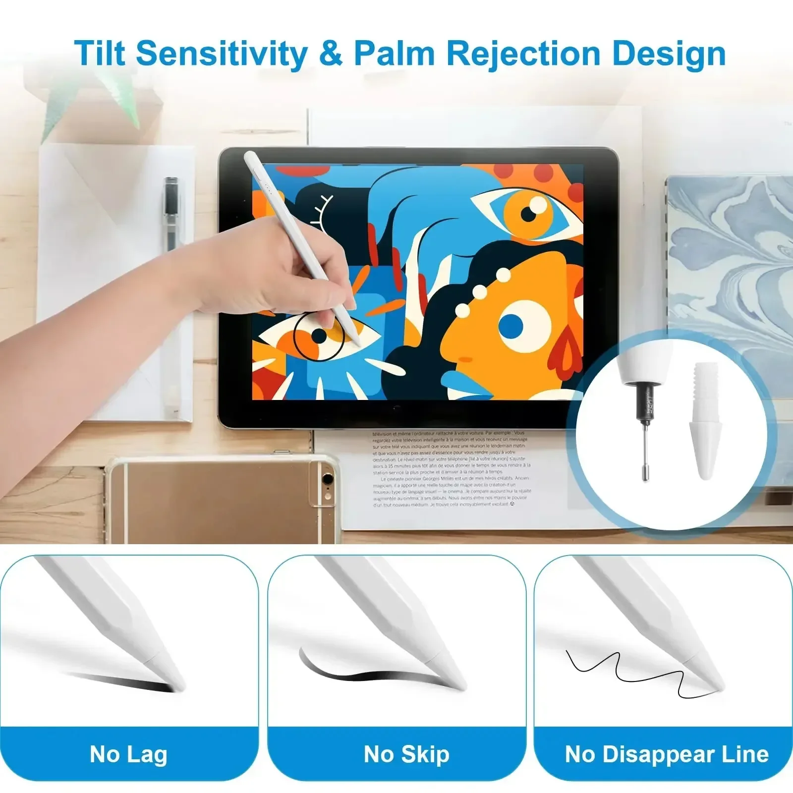 

Active Pencil Stylus Pen For iPad 9th&10th Type-c Charging Palm Rejection Touch Screen Pen For Apple iPad 6/7/8/9/10 Air 3/4/5