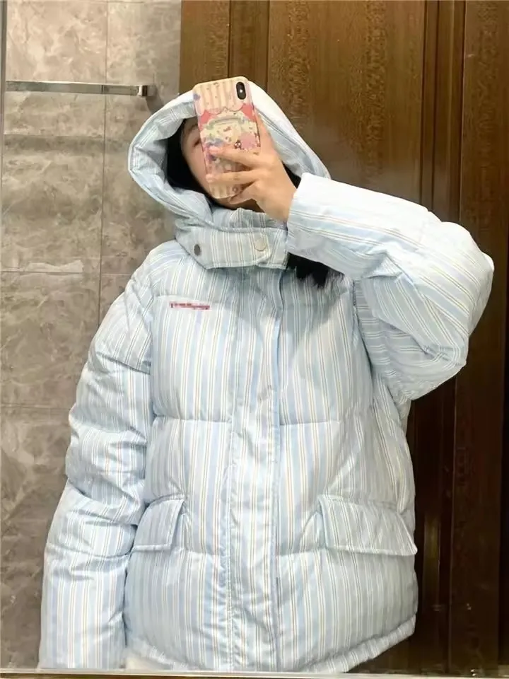 

2026 Winter New Hooded Jacket Korean Loose Warm Thick Cotton Coat Women Printing Overcoat Quilted Coat Women Long Parkas Outwear