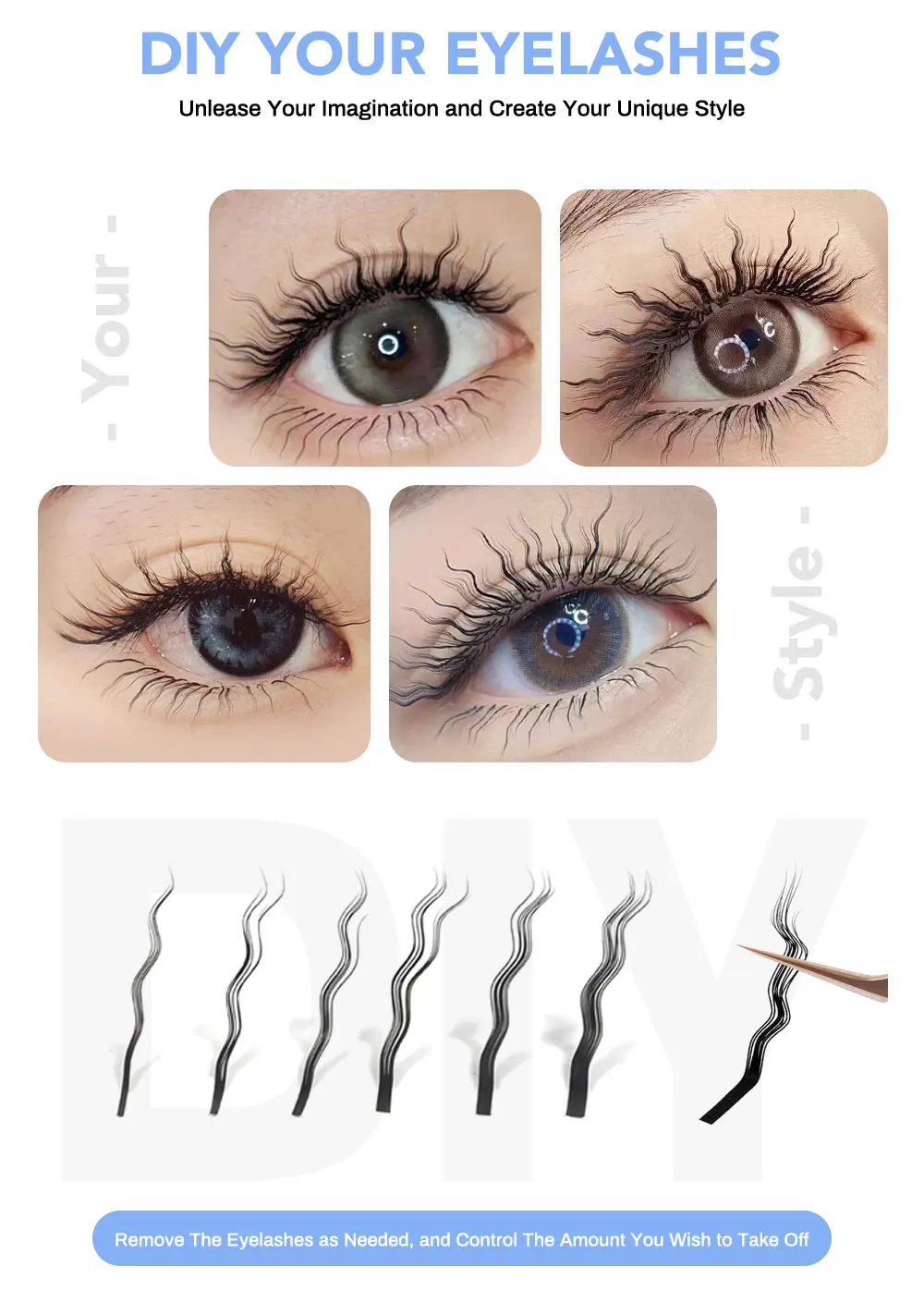 NATUHANA 3D-Wimpern aus lockiger Wolle, lockige Wimpern, flauschige, dicke falsche Wimpern, natürliche, lange, handgefertigte Wimpernverlängerung – Detail 3