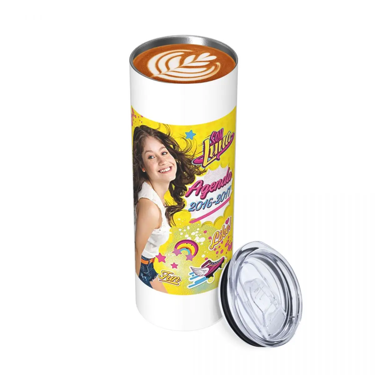 Agenda 2016-2017 Soy Luna vaso de acero inoxidable taza aislada al vacío taza térmica fría paja con tapa 20oz