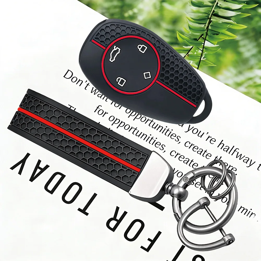 Honeycomb Grain Silicone Smart Car Key Fob Cover, With Keychain, for Leapmotor T03 S01 C11 C01 2023 Remote Control Key