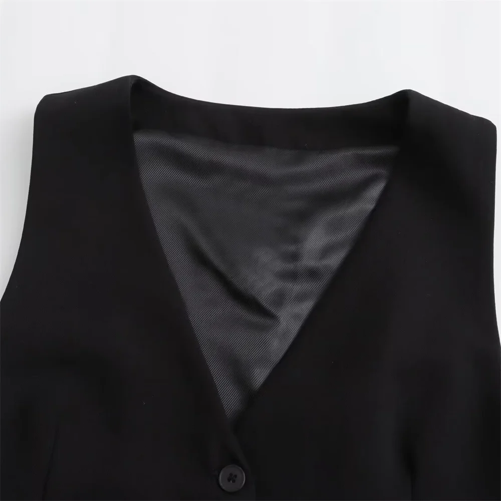 2024ZAR Spring/Summer Hot Selling New Women\'s Commuter Slim Fit Short Tank Top High Waist Wide Leg Pants