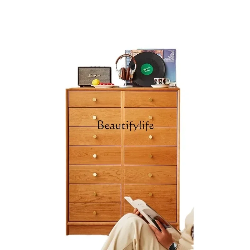 

FG44Solid wood Nordic living room storage locker side drawer cabinet