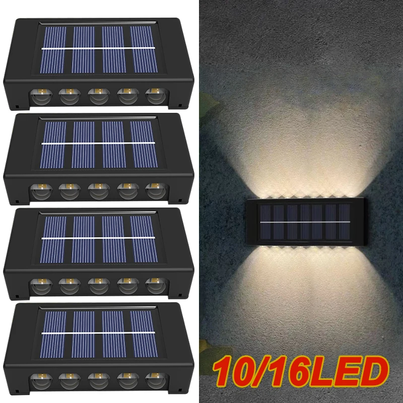 16LED Solar Power Lights Waterproof Outdoor Garden Wall Lamp UP and Down Lighting Decor For Patio Street Yard Balcony