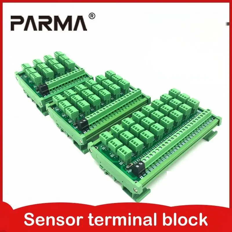 Multi-channel three-wire sensor hub adapter with plug-in terminals and NPNP compatibility featuring indicator lights