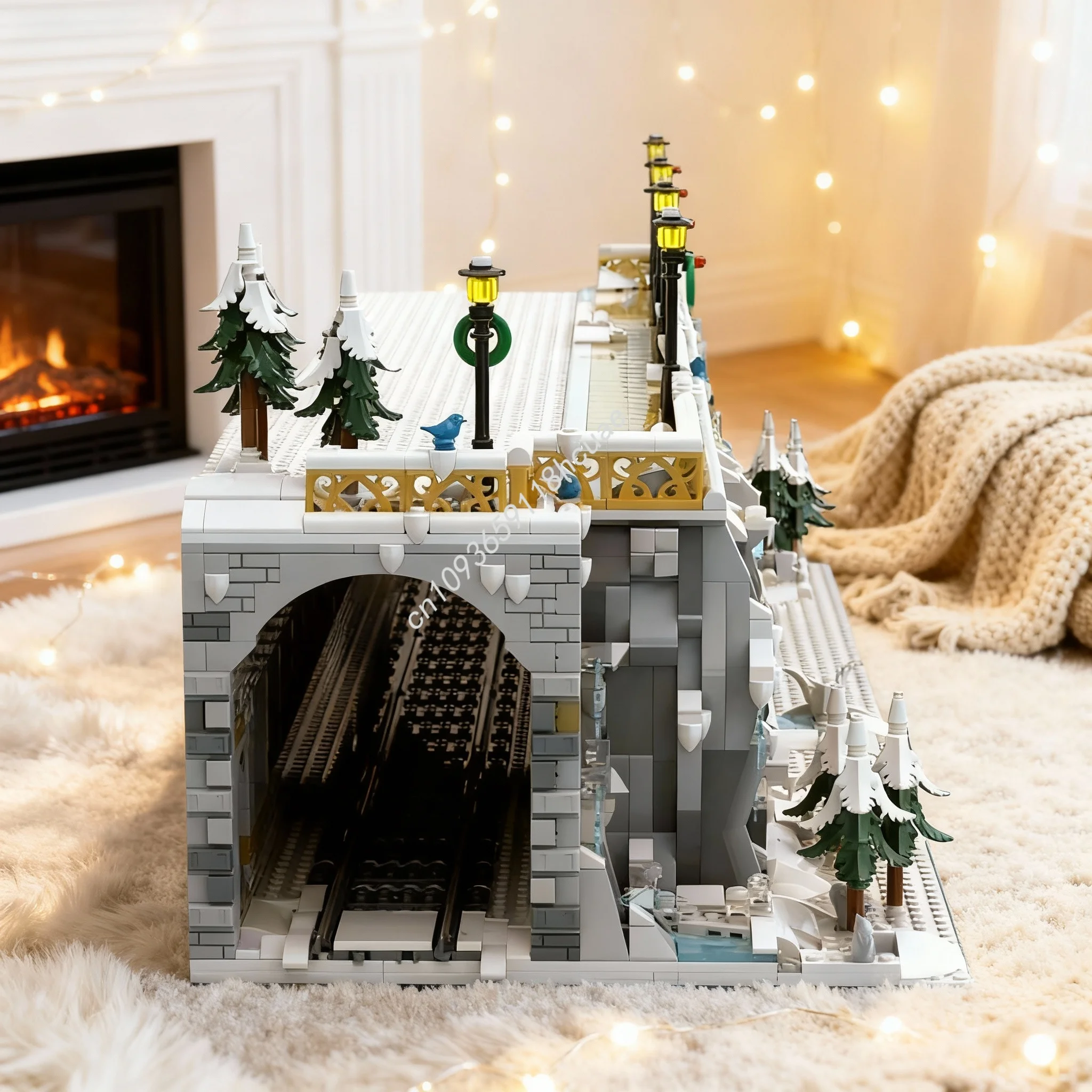 2597 Piezas MOC La Paseada de la Aldea Invernal, Bloques de Construcción de Modelo Navideño de Temporada, Juguete de Ladrillos de Arquitectura, Regalo de Navidad para Niños