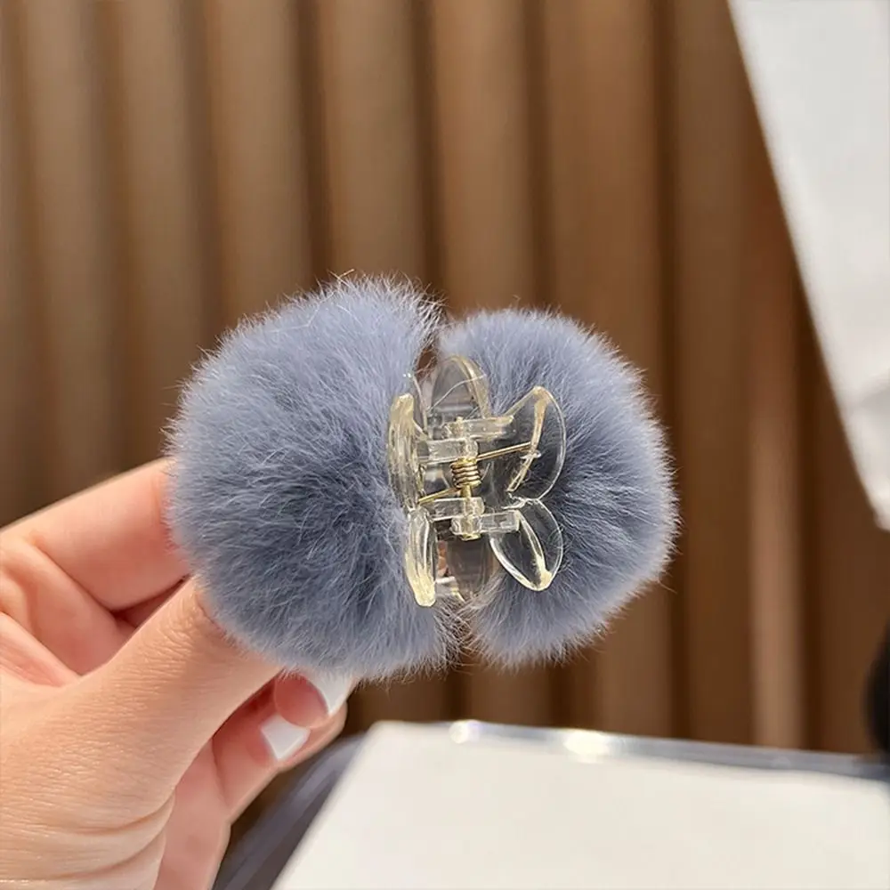 Cute Little Hairpin Rex Rabbit Hair Hair Claw Korean Autumn And Winter Cherry Small Hair Clip Plush Hair Accessories