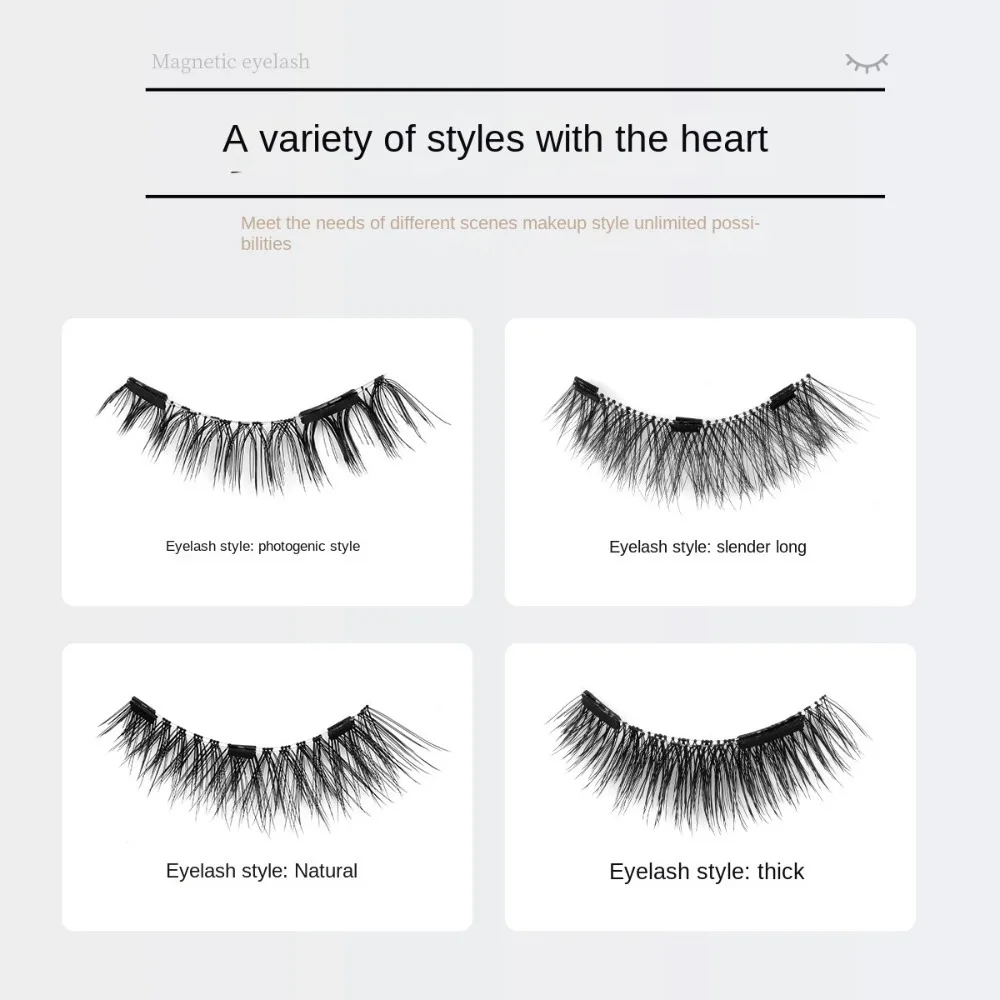 Glue Free Magnetic False Eyelashes DIY Reusable Magnetic Eyelashes with Clip Individual Makeup False Eyelash Clusters Female