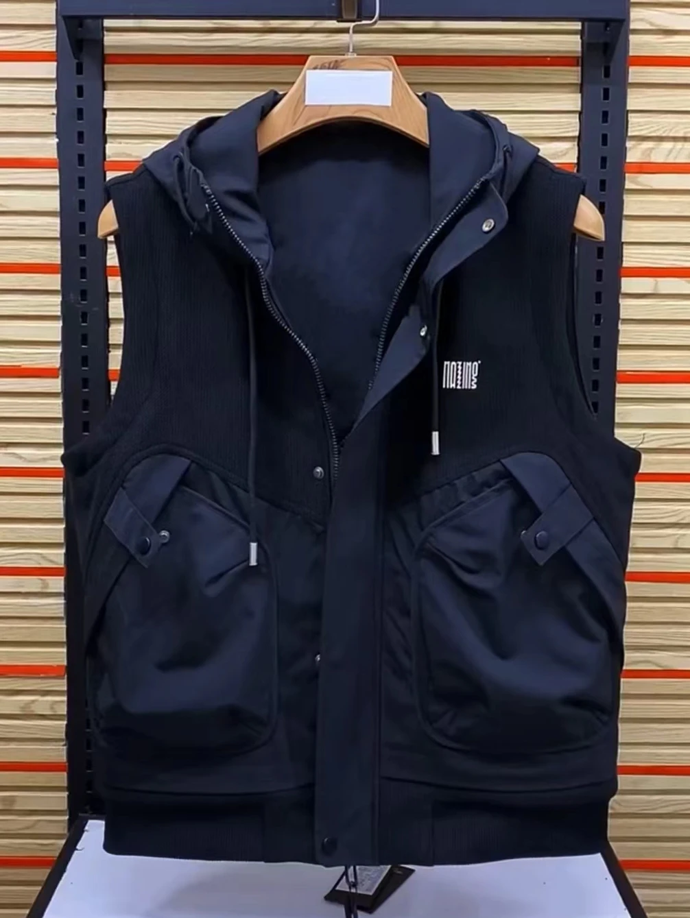 

Men's Faionable Casual Hooded Vest 2266 Comfortable Busin Sle Stand Fit Zipper Decoration No Brand Urban Sle