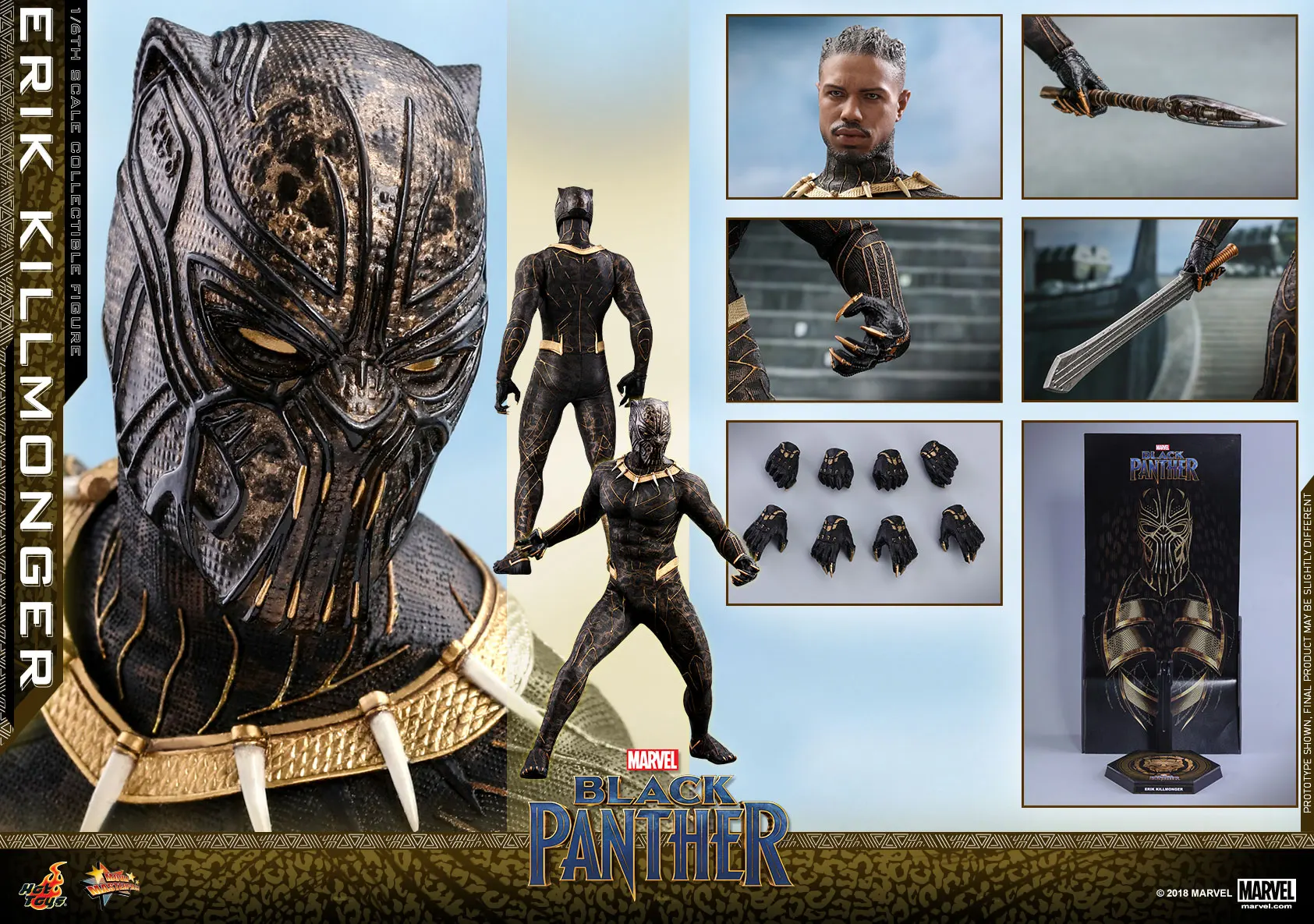 Original Hot Toys Erik Killmonger Action Figure 1/6 Black Panther Anime Figurine Villain HT MMS471 Statue Collection Toy Gift