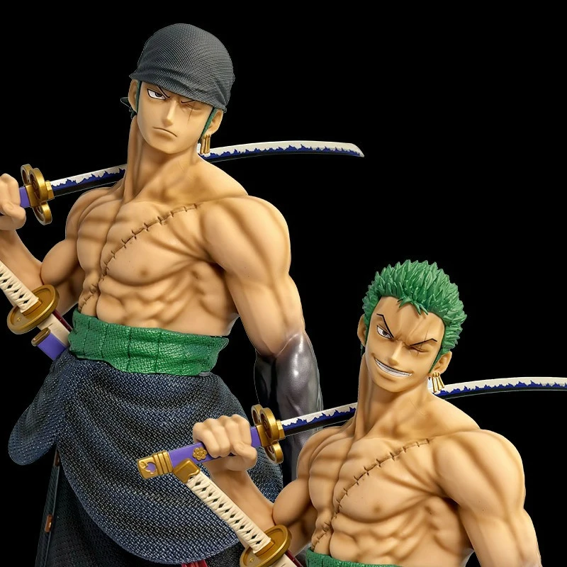 

One Piece Zoro Action Figure 50cm PVC Static Anime GK Statue Collectible Model Toys With 5 Replaceable Heads Desk Decor Gifts