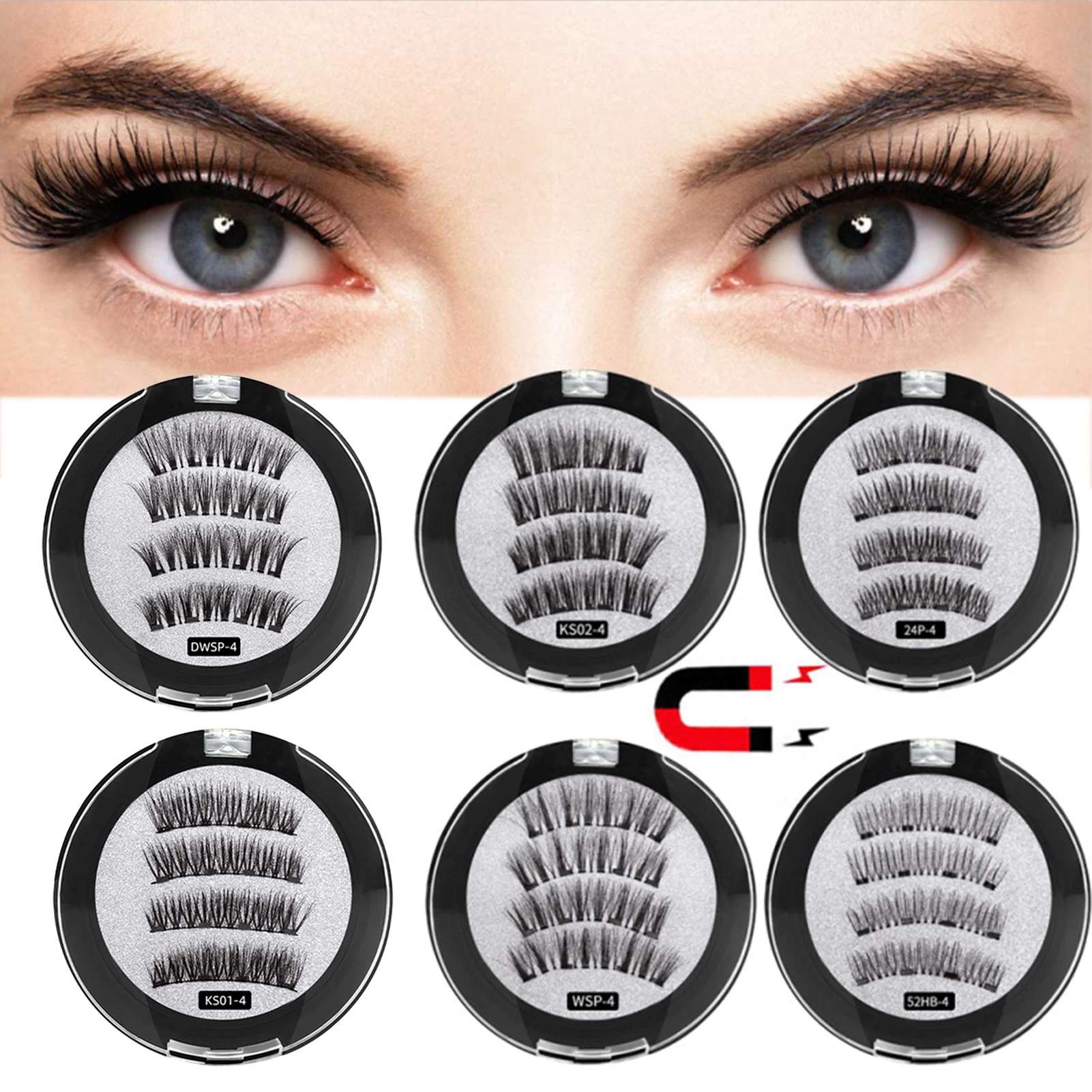 4pcs Magnets 3D Magnetic False Eyelashes Handmade Artificial Faux Cils Magnetic Natural Eyelashes With Tweezers