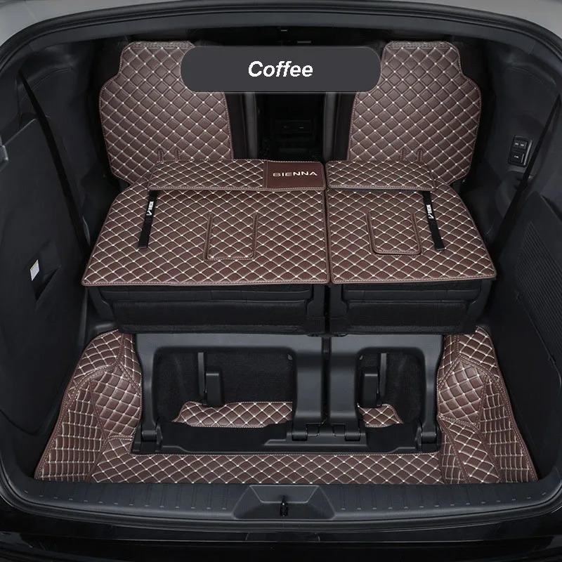 Leather Car Trunk Mats For Toyota Sienna 2008 2021 2022 2023 Anti-Dirty Protector Tray Cargo Liner Accessories Styling