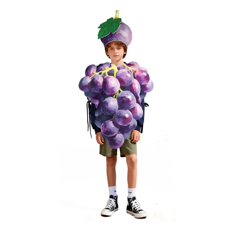 New Halloween Cosplay Costume Funny Fruit Grape Sponge Clothing Carnival Theme Party Role Playing Outfits for Parent-child view 2