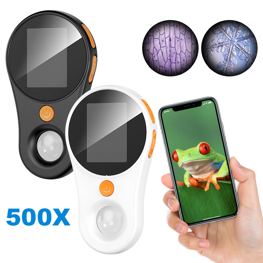 500X HD Magnifier with 8 LED Light Handheld Digital Microscope 1080P 2Inch Video Magnifier Children Science Electronic Magnifier