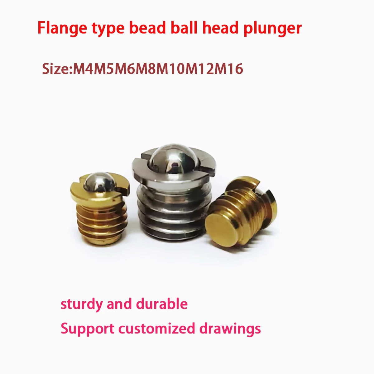 

15PCS Brass Flange Spring Ball Plunger, Press In Fixed Bead Wave Screw M4M5M6M8M10M12M16