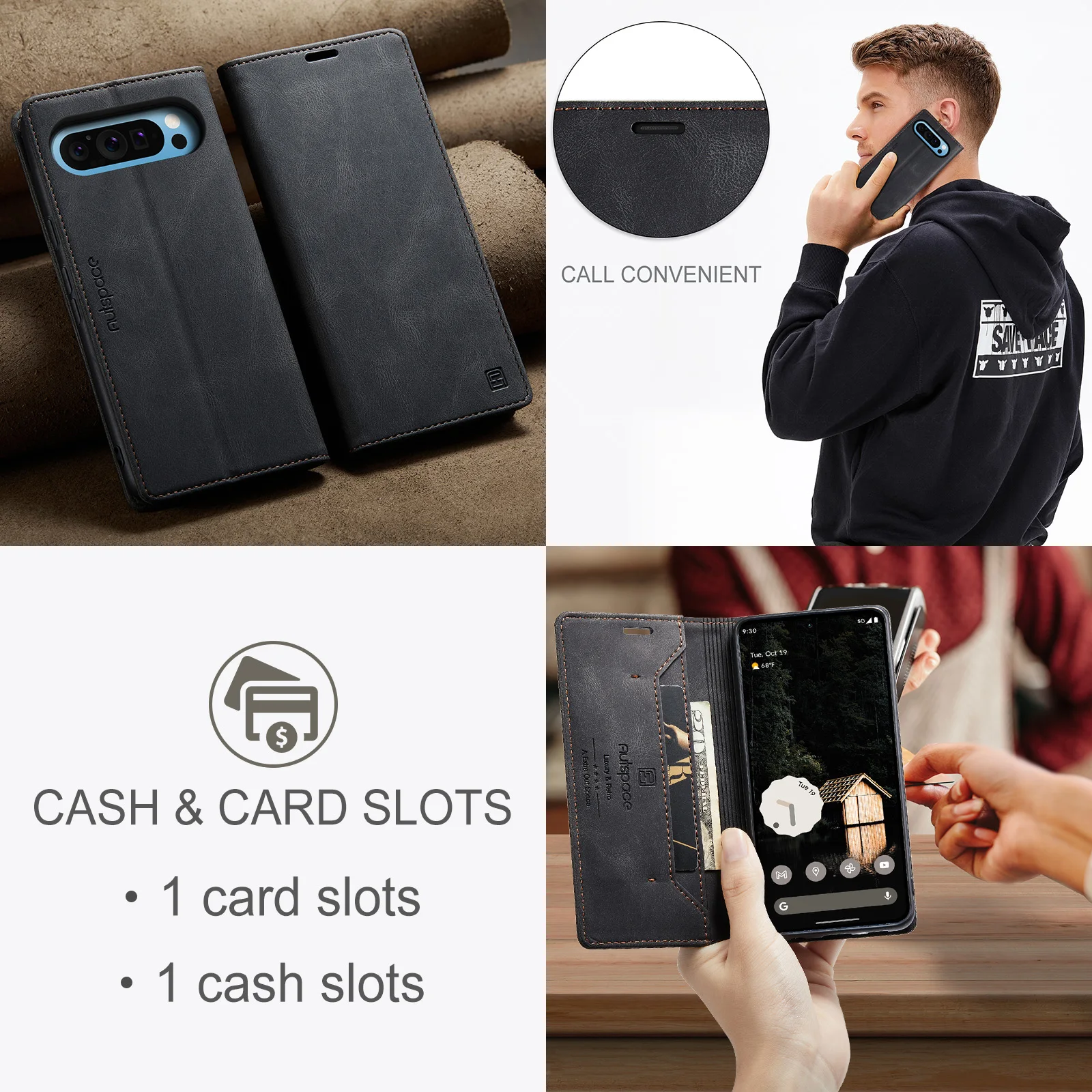 حافظة جلدية مغناطيسية فاخرة لهاتف جوجل بيكسل 9 10 ProXL 9A 8A 7A محفظة أعمال قابلة للطي فتحة للبطاقات غطاء لبيكسل 8 9 10 Pro #6