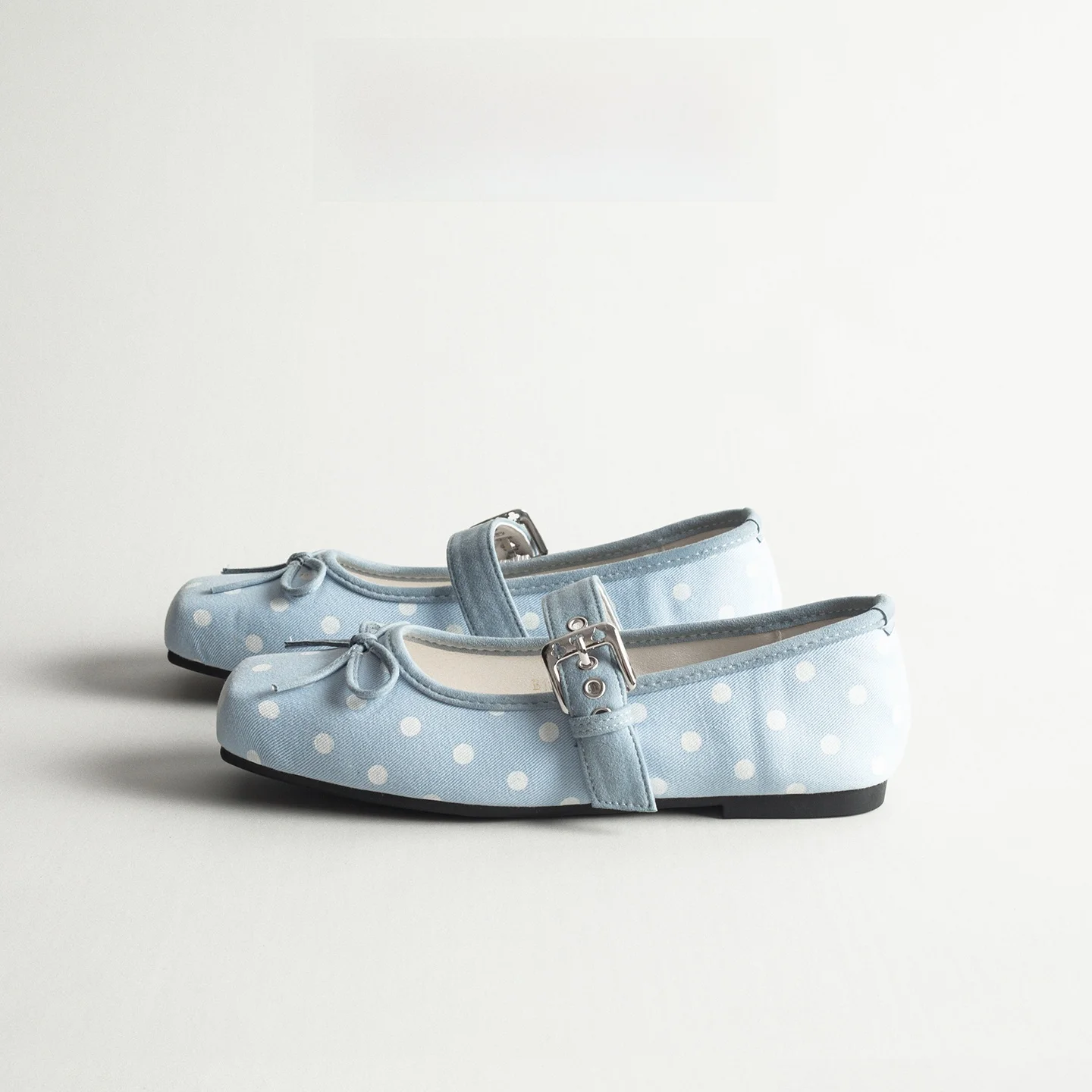 

Polka Dot Bow Tie Mary Jane Flat Women's Shoes Versatile Square Head Gentle Girl Style Ballet Flats Comfortable Spring Summer