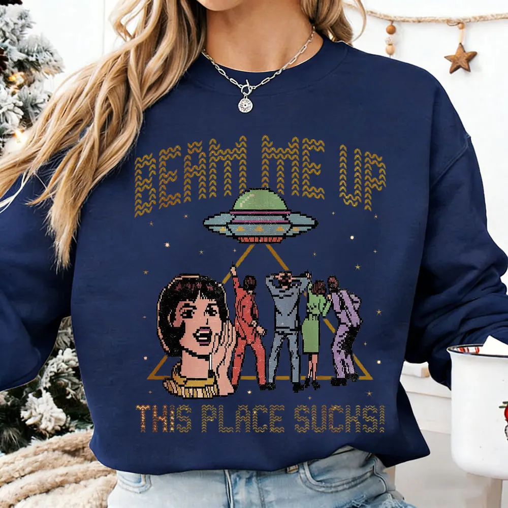 

2026 Beam Me Up Космический юмор Толстовка Ретро Чужой Комикс Пуловер с длинными рукавами Забавный фильм Цитата Аниме Толстовка с капюшоном Женские топы