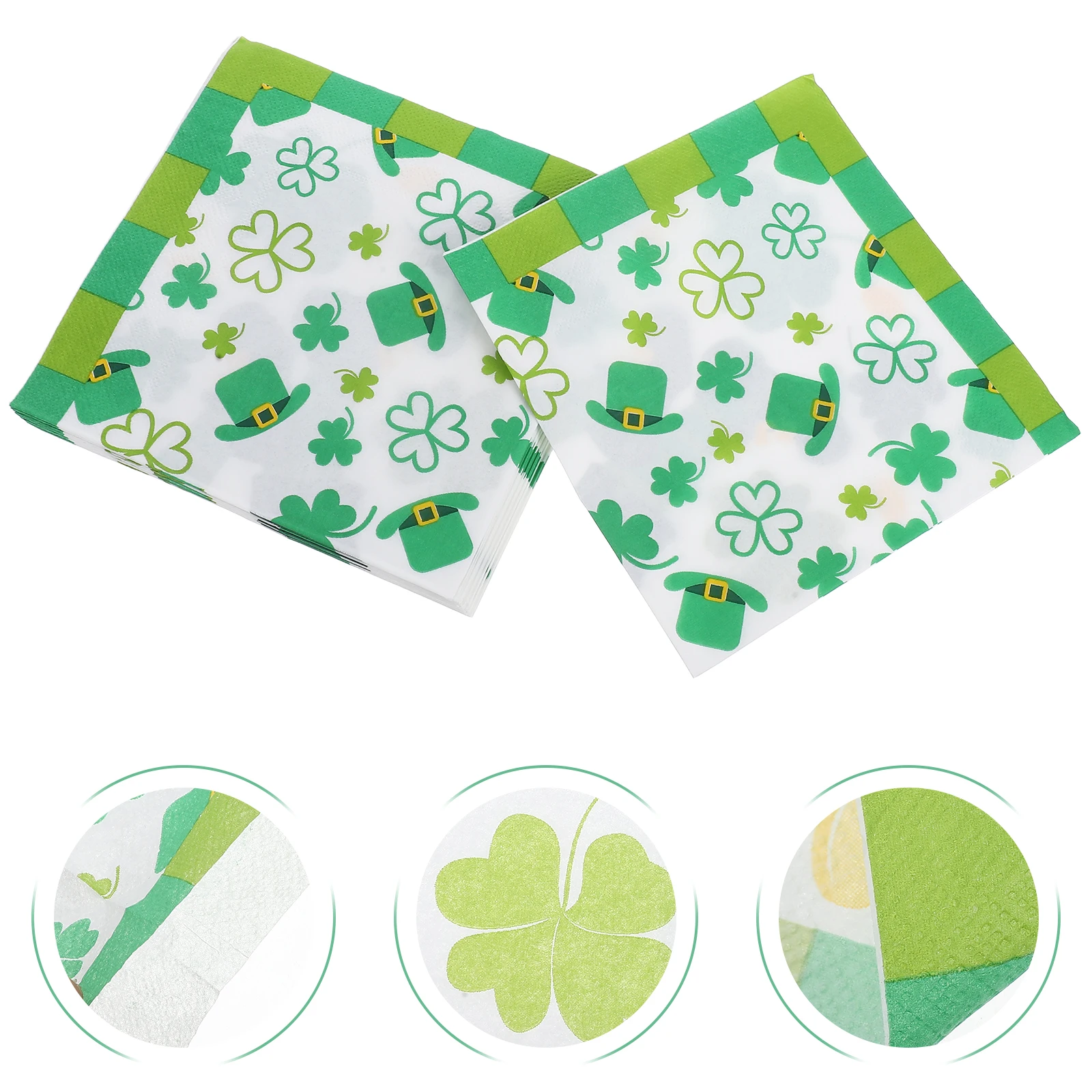 

20pcs Shamrock Napkins Lucky Clover Irish Party Supplies St Patricks Day Decorations Birthday Celebrations Disposable Design