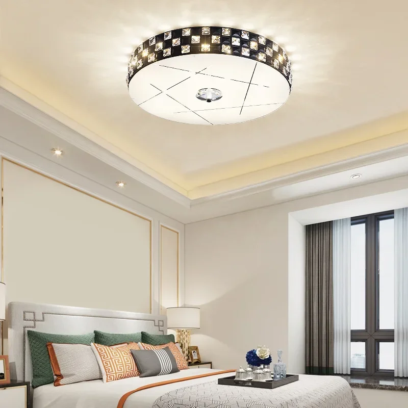 

SANDYHA Modern Simple Round Crystal Bedroom Lamp LED Ceiling Light for Children's Room Living Dining Room Indoor Home Decoration