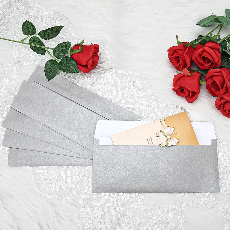 

50pcs Envelopes Golden/Silvery for Cash Banknote Small Change Storage Packaging Sealed Bag Business Document Wedding Invitations