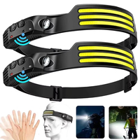 High Power LED COB Sensor Headlamp USB Rechargeable Built-in Battery 5 Modes Waterproof Headlight for Camping Running Fishing