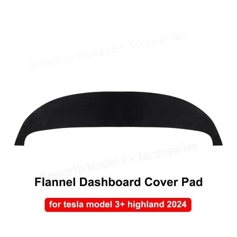 Dashboard Cover For Tesla Model 3 2024 Highland Flannel Dashboard Pad Dash Mat Decorative Sun Protection Interior Accessories