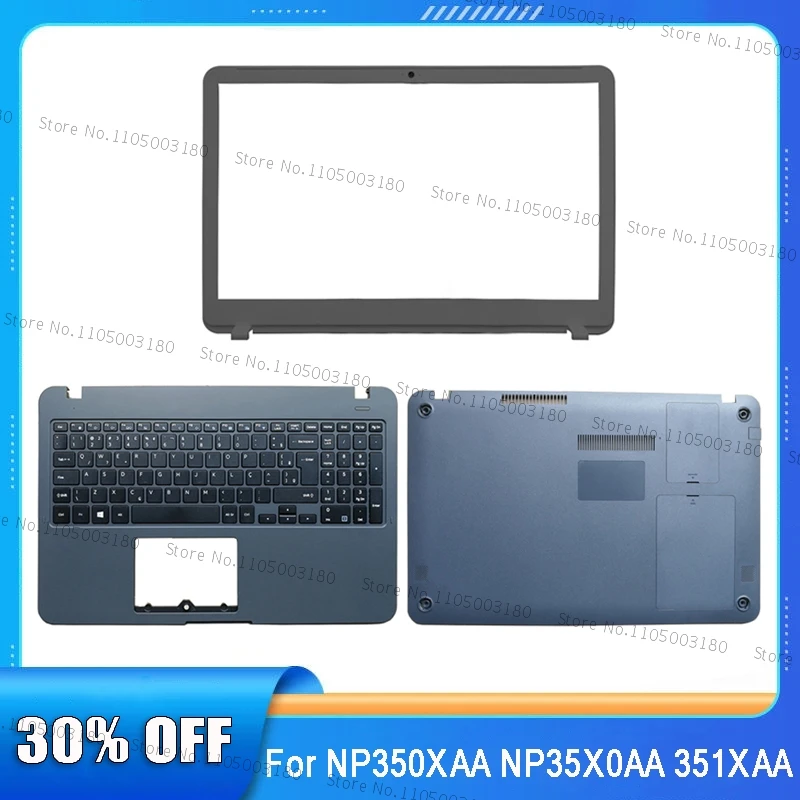 Para np350xaa np35x0aa np351xaa portátil lcd capa traseira/quadro frontal/caixa inferior/dobradiças substituição