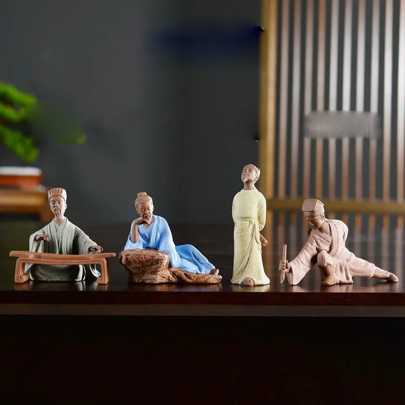 

Chinese Style Micro Landscape Zen Tea Ceremony Historical Figure Li Bai Home Tabletop Decoration Ceramic Mini Ornaments ZE527