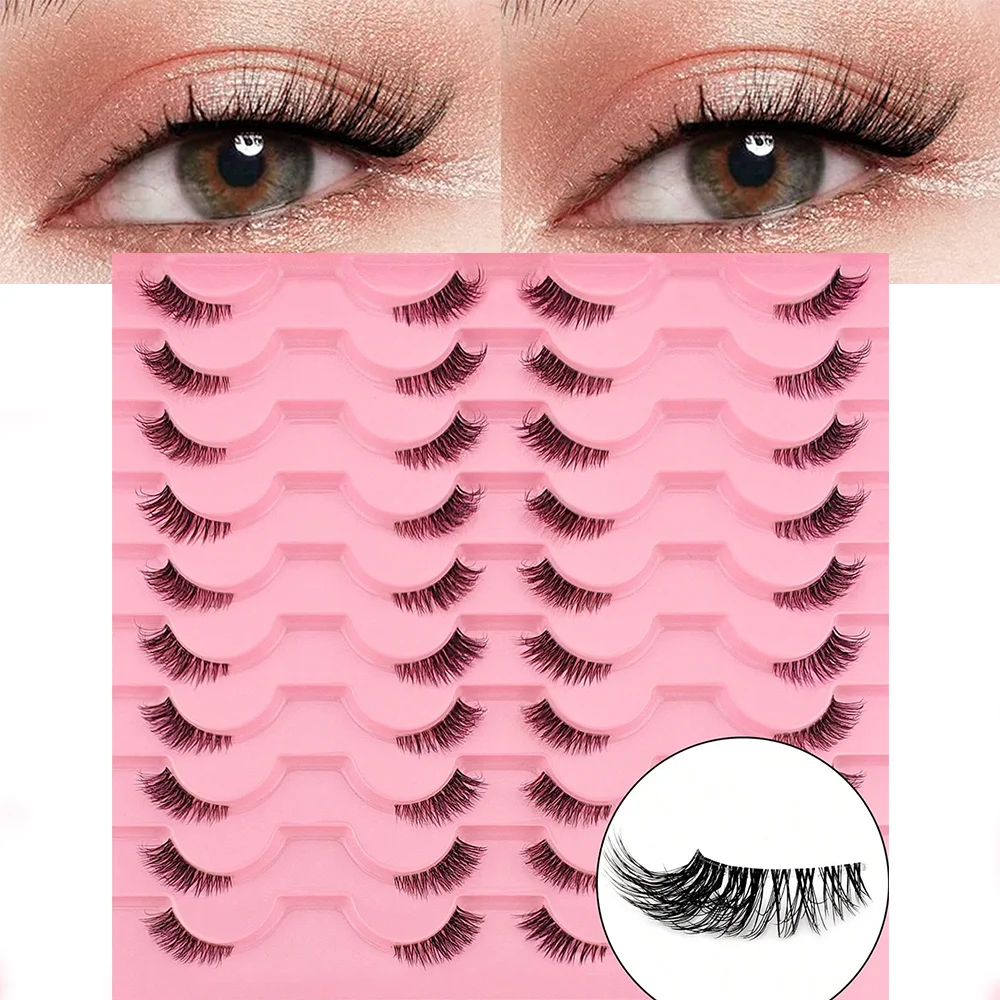 20 Pairs Half-Eye Lashes - Natural Look, reusable, Perfect for Daily Use， Enhance Your Look Instantly，Wispy  and  Fluffy Style