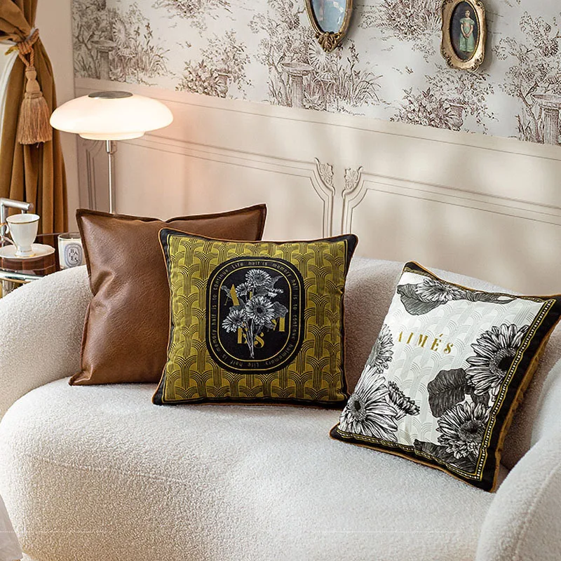 Light Luxury Short Plush Pillow Cover American Retro Style Home Decor Items Apply to Decorative Cushions Sofa Dakimakura 45x45