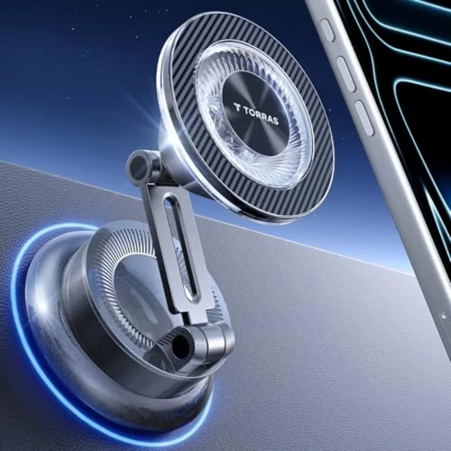 

2026 Upgraded Vacuum Car Phone Holder for MagSafe Car Mount [98+ LBS Strongest Suction 24 N58 Magnets] 360° Adjustable Magnetic