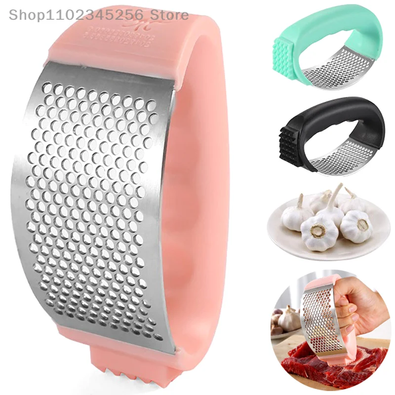 Multi-function Manual Garlic Press Curved Garlic Grinding Slicer Chopper Stainless Steel Garlic Presses Cooking Gadgets Tool