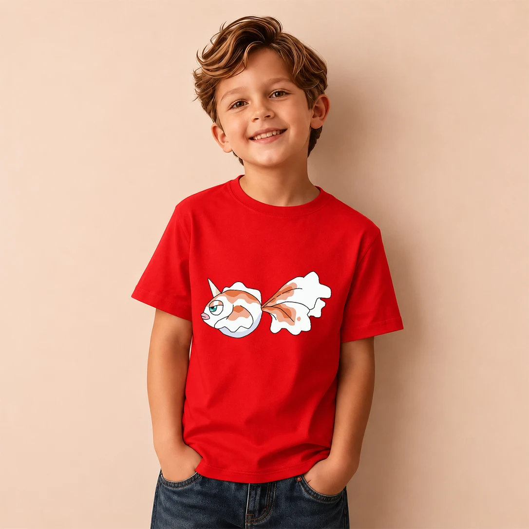 Kids T-shirt Pokemon Goldeen Print Short Sleeve Tee Boys Girls Casual Tops Birthday Gift