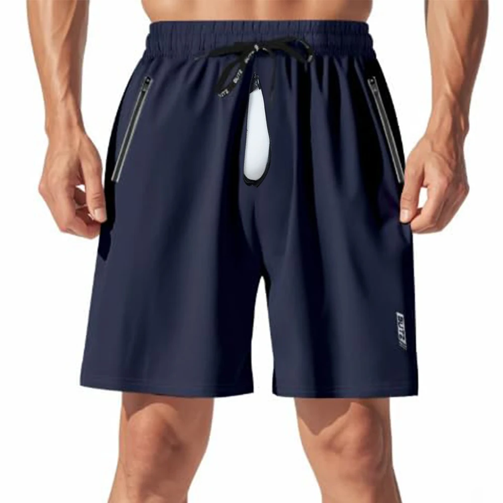 

Extended Zipper Men Sports Athletic Shorts Casual Running Workout Shorts with Pockets