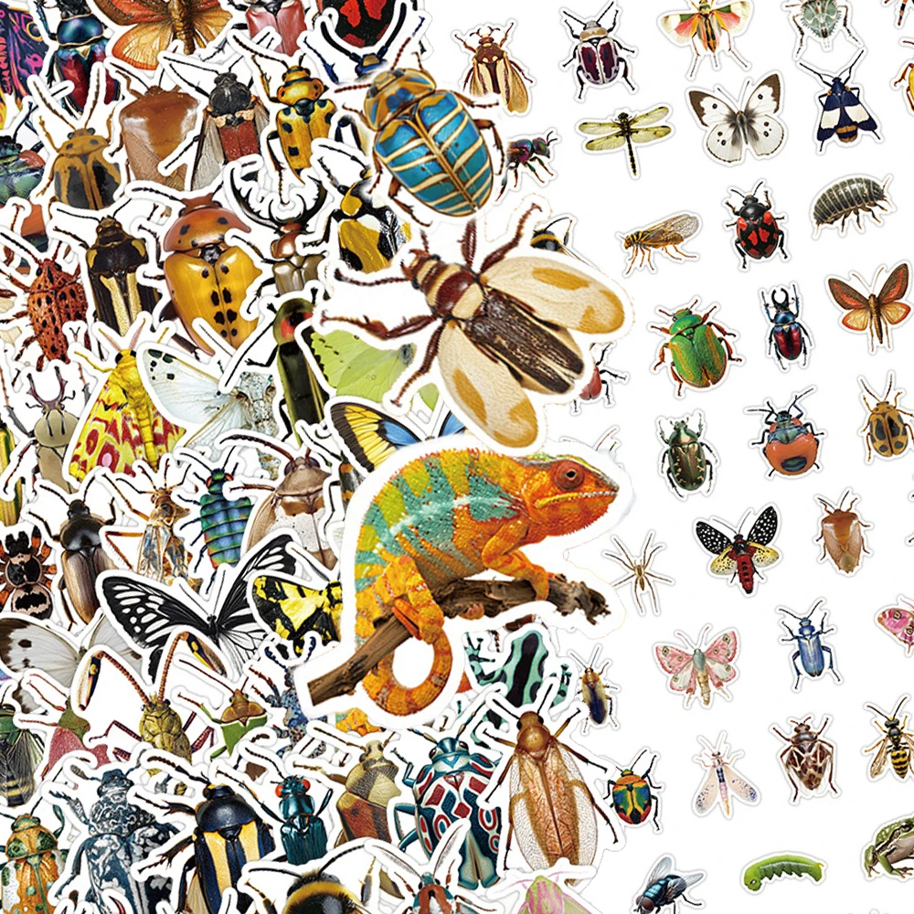 

10/30/50/100/200pcs Colorful Insect Series Stickers Butterfly Bee Beetle Cartoon Decals Luggage Laptop Phone Sticker Decoration