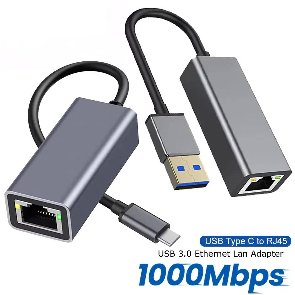 Adaptateur Ethernet USB Type C, carte réseau USB Type-C vers RJ45 100/1000Mbps, câble Internet USB3.0 Lan pour MacBook, PC, Windows, Android