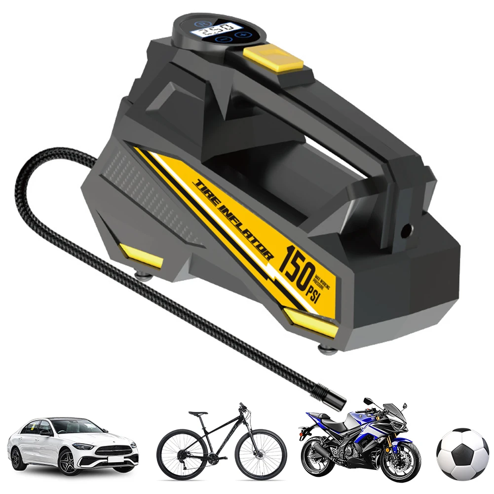 

150PSI Portable Car Inflator Pump with LED Light Bicycle Air Compressor Car Tire Inflator for Automobile Bicycle Ball