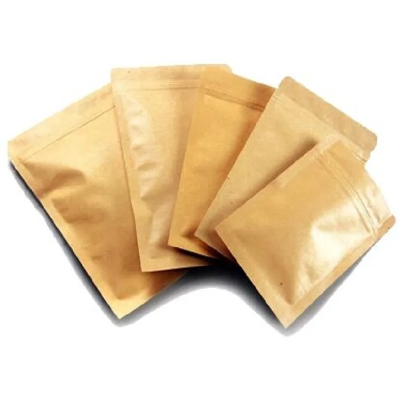 100Pcs Kraft Paper Doypack Zip Lock Pouch With Aluminum Foil Food Tea Snack Coffee Storage Resealable Ziplock/Zipper Bag