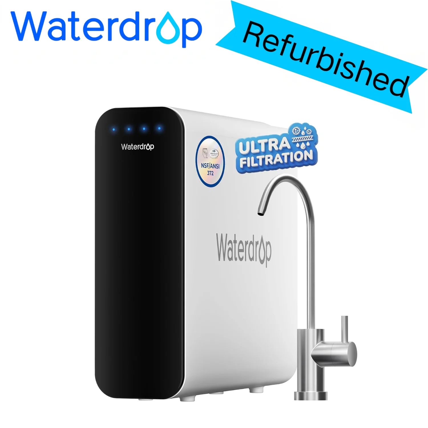 (Certified refurbished item) Waterdrop TSU 0.01 Micron Ultra Filtration Under Sink Water Filter System | 3-Stage Tankless Under Sink Water Filtration System, Smart Panel, with Faucet, Drilling Required, Reduces Odor, Not Lower TDS