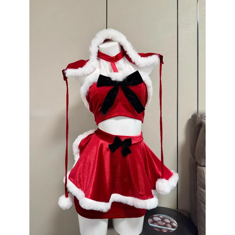 

Christmas Lady Santa Claus Cospay Costume Sexy Bunny Girl Dress Cloak Uniform Suit for Women Xmas Party Nightgown Outfit